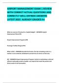 AIRPORT MANAGEMENT EXAM 1 REVIEW WITH CORRECT ACTUAL QUESTIONS AND CORRECTLY WELL DEFINED ANSWERS LATEST 2025  ALREADY GRADED A&plus;   