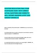 AVIATION REGULATION FINAL EXAM STUDYGUIDE EXAM  WITH CORRECT ACTUAL QUESTIONS AND CORRECTLY WELL DEFINED ANSWERS LATEST 2025  ALREADY GRADED A&plus; 
