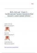 BIOL 318 Lab - Exam 3 - Cardiovascular System Questions And Answers Latest Update &lpar;2025&rpar;&excl;&excl;