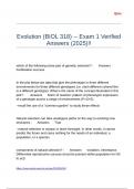 Evolution &lpar;BIOL 318&rpar; -- Exam 1 Verified Answers &lpar;2025&rpar;&excl;&excl;