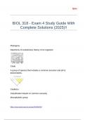 BIOL 318 - Exam 4 Study Guide With Complete Solutions &lpar;2025&rpar;&excl;&excl;