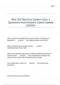 Biol 318 Nervous System Quiz 1 Questions And Answers Latest Update &lpar;2025&rpar;&excl;&excl;
