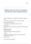 Biology 318 &lpar;Lab&rpar;- Exam 1 Questions And Answers Latest Update &lpar;2025&rpar;&excl;&excl;