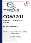 COM3701 Assignment 1 &lpar;DETAILED ANSWERS&rpar; Semester 1 2025 - DISTINCTION GUARANTEED 