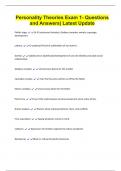 Personality Theories Exam 1- Questions  and Answers&vert; Latest Update