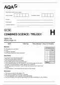 2025 LATEST AQA COMBINED COMBINED SCIENCE&colon; TRILOGY PHYSICS PAPER 1H &vert; COMPLETE EXAM WITH ANSWER KEY AT THE BOTTOM OF THE PAPER &vert; GUARANTEED EXCELLENCE