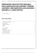 FIREFIGHTER 1 PRACTICE TEST 2025 REAL EXAM QUESTIONS AND ANSWERS &vert; VERIFIED ANSWERS &vert; &lpar;300 QUESTIONS AND ANSWERS&rpar; &vert; GRADED A&plus; &vert; LATEST EDITION