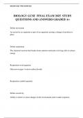 BIOLOGY GCSE  FINAL EXAM 2025  STUDY QUESTIONS AND ANSWERS GRADED A&plus;