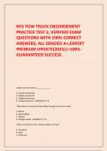      NYS TOW TRUCK ENDORSEMENT PRACTICE TEST 2&comma; VERIFIED EXAM QUESTIONS WITH 100&percnt; CORRECT ANSWERS&comma; ALL GRADED A&plus;&comma;EXPERT PREMIUM UPDATE&lpar;2025&rpar;&vert;>100&percnt; GUARANTEED SUCCESS&period;