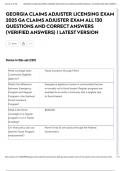 GEORGIA CLAIMS ADJUSTER LICENSING EXAM 2025 GA CLAIMS ADJUSTER EXAM ALL 130 QUESTIONS AND CORRECT ANSWERS &lpar;VERIFIED ANSWERS&rpar; &vert; LATEST VERSION