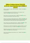 Military Problem Solving UPDATED  ACTUAL Exam Questions and CORRECT  Answers