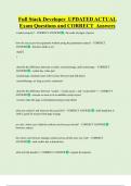 Full Stack Developer UPDATED ACTUAL  Exam Questions and CORRECT Answers