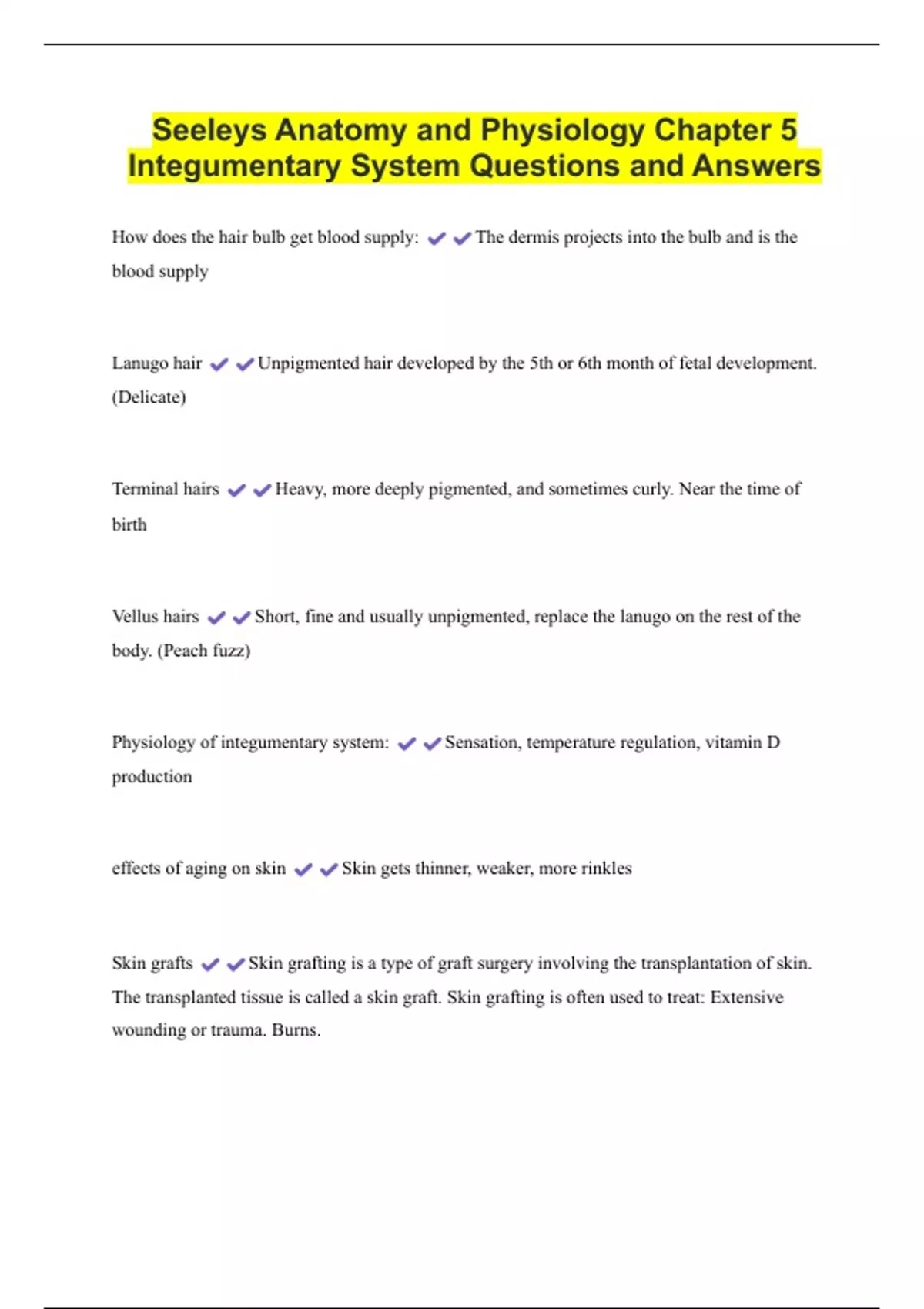 Seeleys Anatomy and Physiology Chapter 5 Integumentary System Questions ...