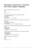 Radiographic Positioning II - Final Exam WITH 100&percnt; CORRECT ANSWERS