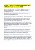 CDFM - Module 2 Exam Questions With 100&percnt; Correct Answers 2025 