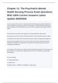 Chapter 11&colon; The Psychiatric-Mental Health Nursing Process Exam Questions With 100&percnt; Correct Answers Latest Update 2025&sol;2026