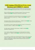 COR Training UPDATED ACTUAL Exam  Questions and CORRECT Answers