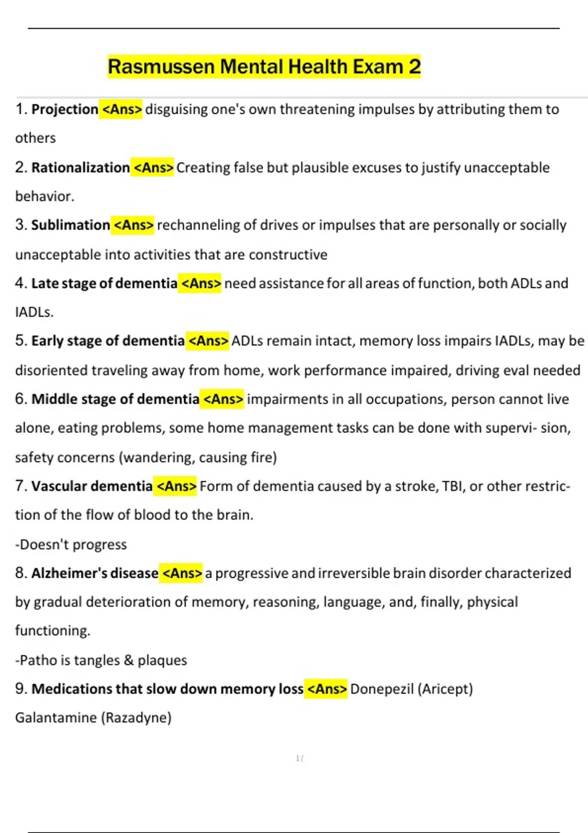 Rasmussen: Mental Health Exam 2 Latest Version(Updated 2025) with ...