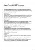 Sport First AID ASEP Answers &lpar;New Update 2025&sol;2026&rpar; &vert;&vert;Questions and Verified Answers 100&percnt; Correct&vert; Grade A&vert;&vert;Latest