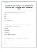 TEXAS NOTARY PUBLIC EXAM ALL 300 QUESTIONS AND VERIFIED CORRECT SOLUTIONS LATEST UPDATE THIS YEAR