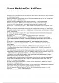 Sports Medicine First Aid Exam &lpar;New Update 2025&sol;2026&rpar; &vert;&vert;Questions and Verified Answers 100&percnt; Correct&vert; Grade A&vert;&vert;Latest