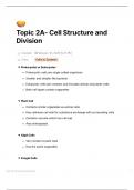 Cell Structure and Division Summary