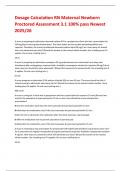 Dosage Calculation RN Maternal Newborn Proctored Assessment 3&period;1 100&percnt; pass Newest 2025&sol;26