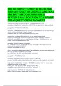 THE US CONSTITUTION IS RIGID AND TOO DIFFICULT TO CHANGE WHEREAS THE BRITISH CONSTITUTION IS FLEXIBLE AND TOO EASY TO CHANGE EXAM QUESTIONS & ANSWERS