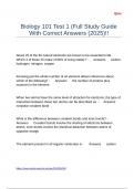 Biology 101 Test 1 &lpar;Full Study Guide With Correct Answers &lpar;2025&rpar;&excl;&excl;