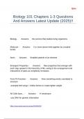 Biology 101 Chapters 1-3 Questions And Answers Latest Update &lpar;2025&rpar;&excl;&excl;