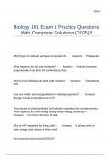 Biology 101 Exam 1 Practice Questions With Complete Solutions &lpar;2025&rpar;&excl;&excl;