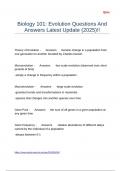 Biology 101 Evolution Questions And Answers Latest Update &lpar;2025&rpar;&excl;&excl;