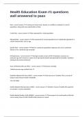 Health Education Exam &num;1 questions well answered to pass