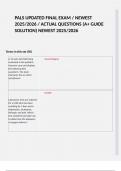 PALS UPDATED FINAL EXAM &sol; NEWEST 2025&sol;2026 &sol; ACTUAL QUESTIONS &lpar;A&plus; GUIDE SOLUTION&rpar; NEWEST 2025&sol;2026   