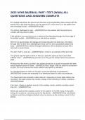 2025 NFHS BASEBALL PART I TEST &lpar;WIAA&rpar; ALL QUESTIONS AND ANSWERS COMPLETE