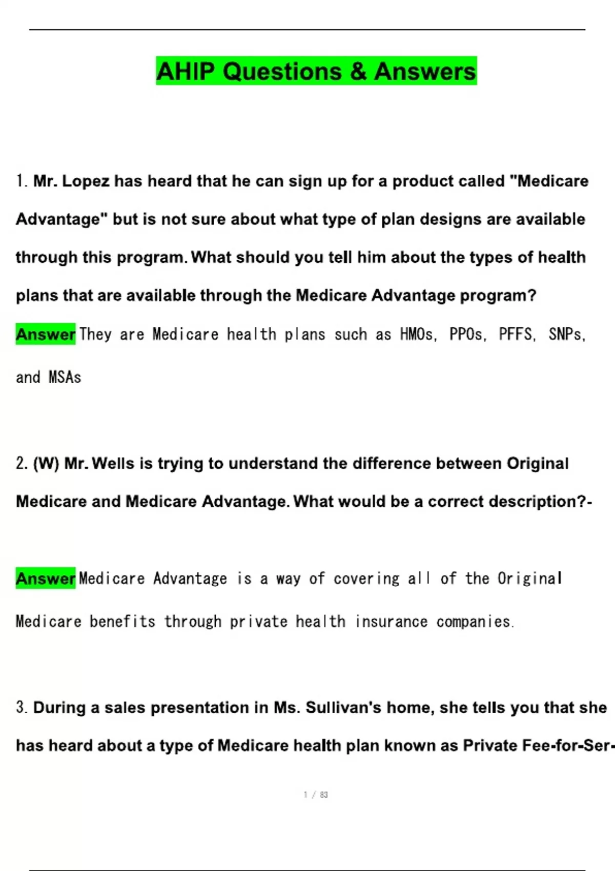 Ohip Question 2025 AHIP Questions Exam (Latest 2025 / 2026 Update) Questions and ...