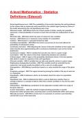 A-level Mathematics - Statistics Definitions &lpar;Edexcel&rpar; Exam 2025&sol;2026 Questions With Completed & Verified Solutions&period;