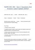 NURS 345&comma; 002 - Quiz 1 Questions And Answers Latest Update &lpar;2025&rpar;&excl;&excl;