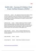 NURS 345 - Nursing Of Children Final Exam Verified Answers &lpar;2025&rpar;&excl;&excl;
