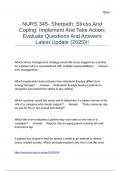 NURS 345- Sherpath Stress And Coping Implement And Take Action Evaluate Questions And Answers Latest Update &lpar;2025&rpar;&excl;&excl;