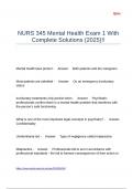 NURS 345 Mental Health Exam 1 With Complete Solutions &lpar;2025&rpar;&excl;&excl;