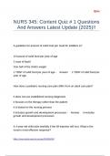 NURS 345 Content Quiz - 1 Questions And Answers Latest Update &lpar;2025&rpar;&excl;&excl;