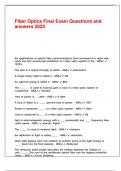 Fiber Optics Final Exam Questions and answers 2025&period;