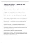 Motor Control Exam 1 questions well answered to pass