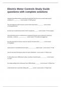 Electric Motor Controls Study Guide questions with complete solutions 