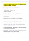 Health Studies 110 Midterm 1 Questions with complete solution