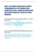 MGT 103 FINAL EXAM 2025 LATEST FUNDAMENTALS OF MARKETING  COMPLETE FULL LENGTH EXAM WITH  DETAILED EXAM &lpar;AT UCSD BY PROF  EHRICH&rpar;