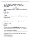 SPI Ultrasound Physics Review&vert; 296 QUESTIONS&vert; WITH VERIFIED COMPLETE SOLUTION