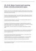 Ch&period; 9-12&colon; Motor Control and Learning Exam correctly answered to pass