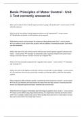 Basic Principles of Motor Control - Unit 1 Test correctly answered
